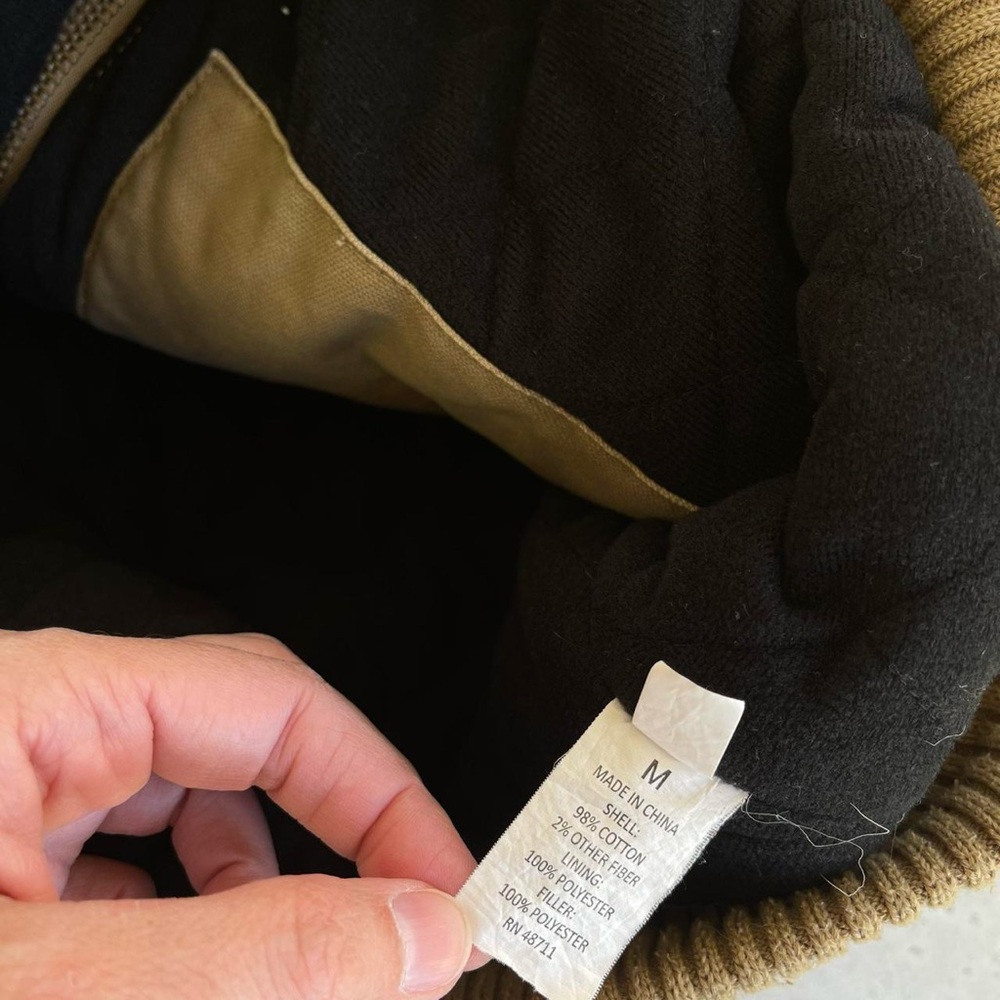 Vintage Falls Creek Tan Canvas Hooded Work Jacket M Workwear Chore Zippered - Picture 8 of 8